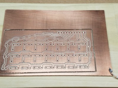 LED PCB on the mill before cutout