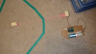 laser and mirror as seen from above