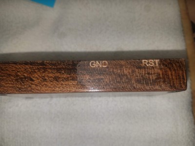 peeled sealer on Gnd/Rst text