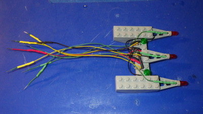 top view of sensor sled and indicator LEDs